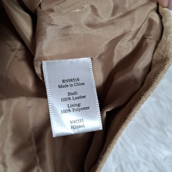 Coldwater Creek Women's Fawn Tan Suede Leather Jacket Snap-Front Lined Size XL - Picture 15 of 15
